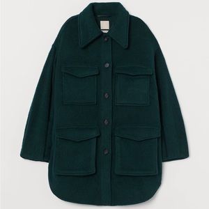 H&M hunter green wool shacket coat jacket